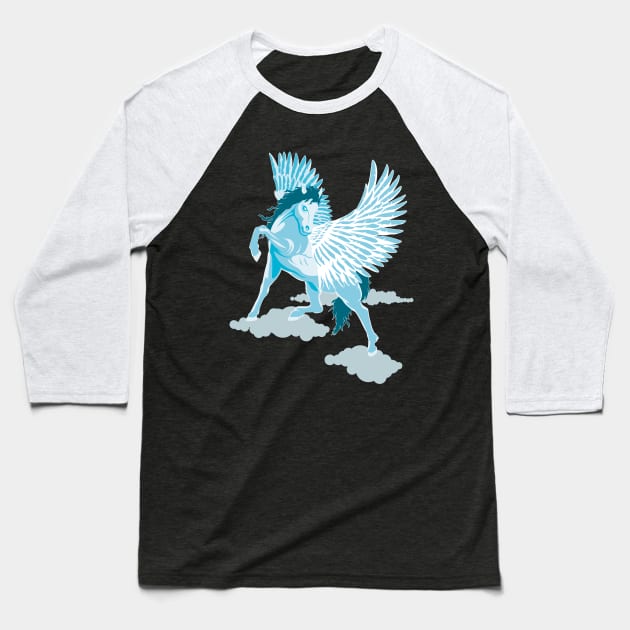 Flying Pegasus Winged Horse in the sky Baseball T-Shirt by TMBTM